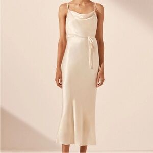 Shona Joy la lune bias cowl Neck midi dress NWT In Cream Size 6